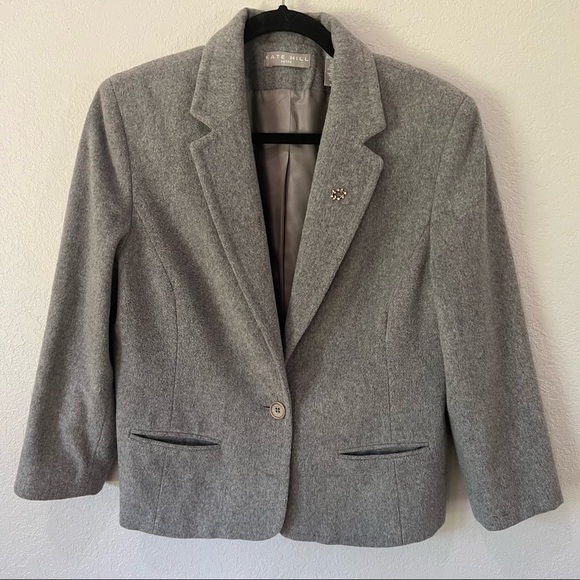 KATE Hill wool and cashmere blazer, 12P, single breasted, lining, pockets. - Picture 1 of 11